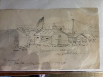 Flag flying over deserted Camp